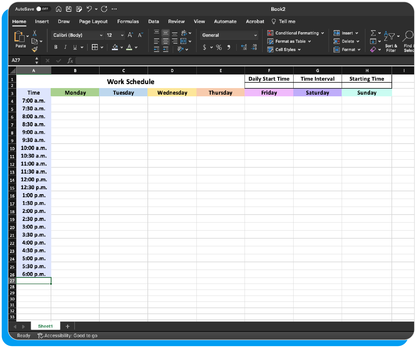 Creating A Work Schedule In Excel 10 Simple Steps Template