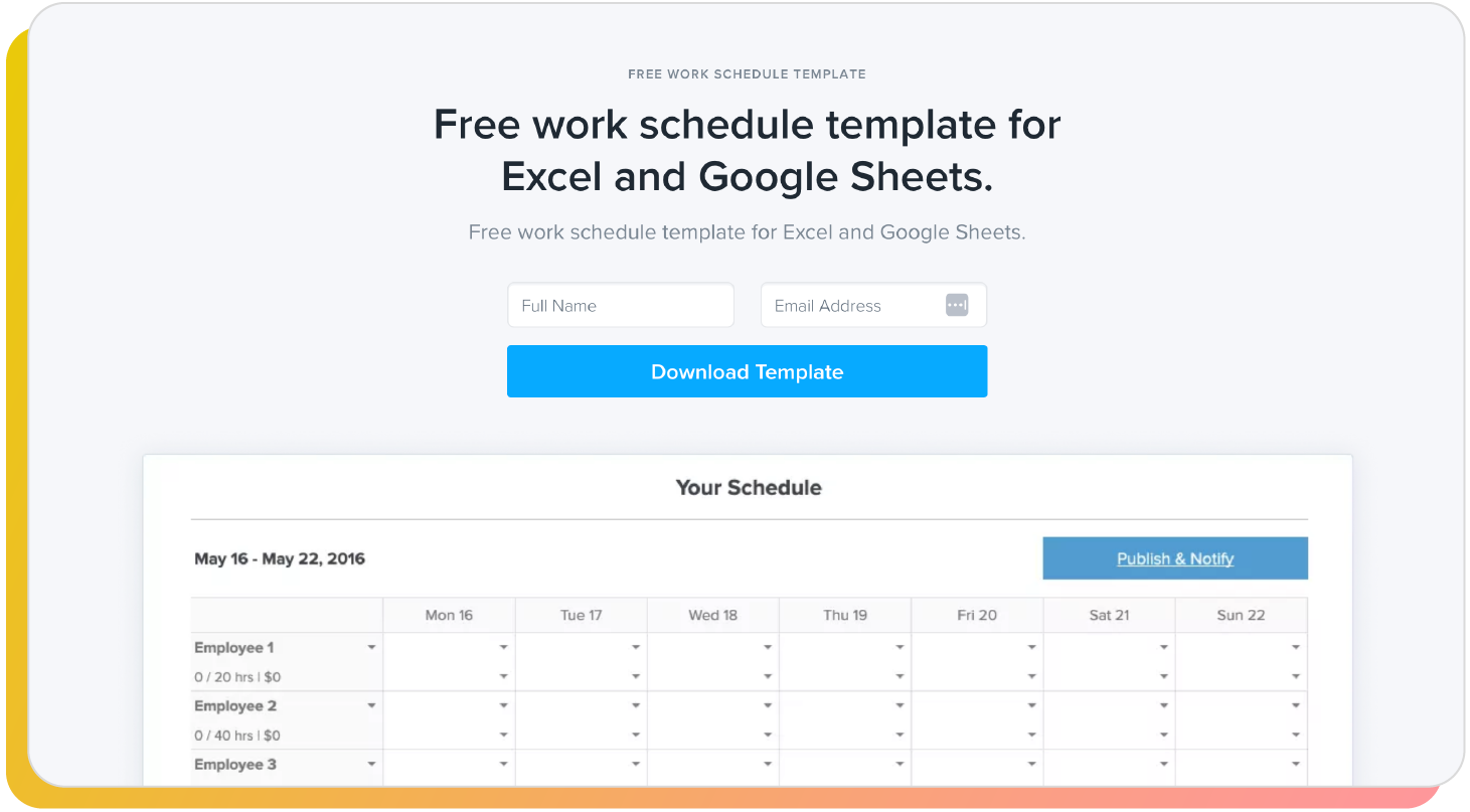 create a work schedule for free template